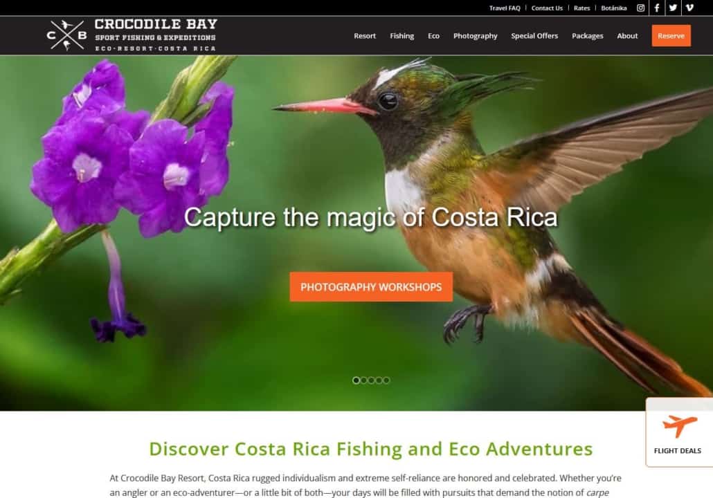 Screenshot of Crocodile Bay Resort website